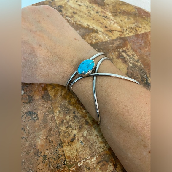 Sterling Silver Cuff with genuine Turquoise 🩵 - Picture 2 of 6